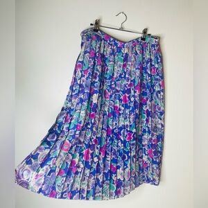 Vintage Pleated Floral Print Skirt